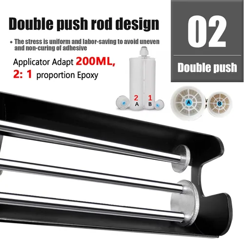Vista 3 de Pistola de epoxi doble para 6.8 fl oz/6.76 onzas líquidas, pistola de calafateo de doble cartucho, manual manual de mano con adhesivo adhesivo
