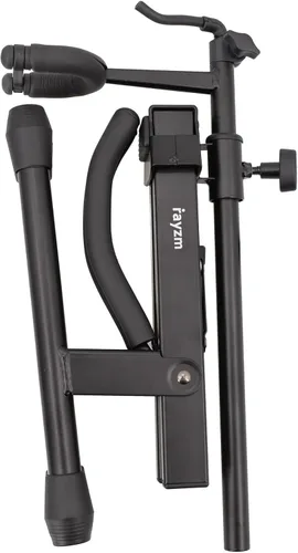 Vista 6 de Rayzm Soporte para violín con soporte para arco, trípode plegable portátil ajustable para violín/ukelele/mandolina, fácil instalación