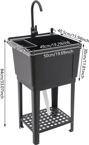Vista 3 de Fregadero utilitario, fregadero de lavandería independiente, bañera de lavandería que ahorra espacio, fregadero portátil, lavabo de mano