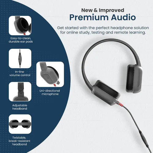 Vista 4 de Brenthaven Auriculares resistentes con 2 cables con micrófono USB C – Cable largo sin enredos a prueba de masticación con control de volumen