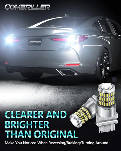 Vista 7 de Combriller 3157 Bombilla LED blanca 6000K, 3056 3156 3057 4157 LED con proyector de repuesto para luces LED de reversa, bombilla de señal de giro