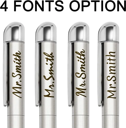 Vista 3 de Amlion Bolígrafos grabados personalizados, bolígrafos personalizados, regalos personalizados para hombres y mujeres, acción de giro, color negro
