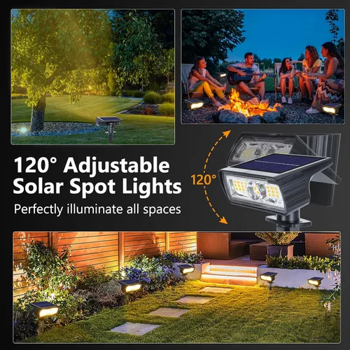 Vista 4 de Toodour Foco solar para exteriores, paquete de 2 luces solares para exteriores con 2 modos, luces de inundación impermeables alimentadas por energía