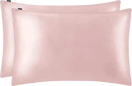 Vista 15 de LILYSILK Juego de 2 fundas de almohada de seda estándar de lujo en ambos lados Real 19 Momme Mulberry Charmeuse Negro Estándar