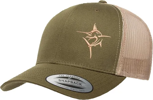 Vista 15 de Embroidered Swordfish Trucker Hat for Men & Women – Adjustable Mesh Back Snapback Baseball Cap for Fishing Negro-swwt