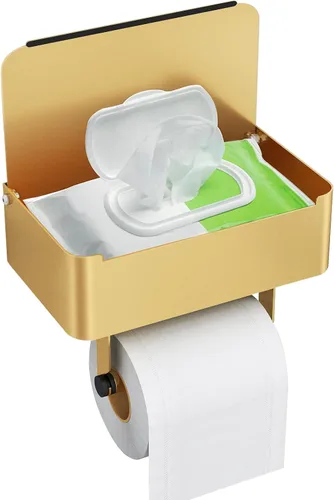 Vista 11 de JUYSON Soporte de papel higiénico con estante, dispensador de toallitas desechables para almacenamiento de toallitas de baño, mantiene tus toallitas