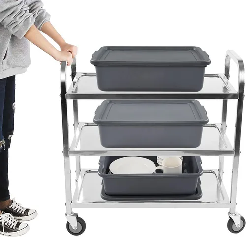 Vista 4 de Ggbin Bañera de autobús comercial de 13 L con tapa, 3 paquetes, lavabo gris para restaurante