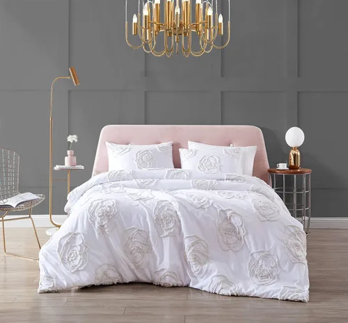Vista 13 de Betsey Johnson - Juego de funda de edredón tamaño twin, ropa de cama de algodón suave con funda de almohada a juego, artículos esenciales