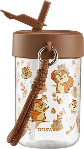 Vista 12 de GOSWAG Botella de agua para niños de 16 onzas con tapa con popote, botella Sueño estrellado