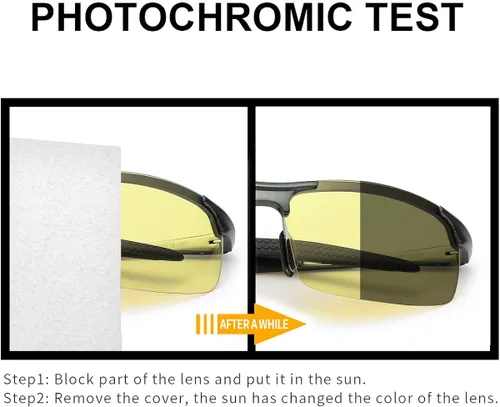 Vista 2 de TJUTR Lentes de sol fotocromáticos polarizados para hombre para conducir de día y noche, antirreflejos, ideales para condiciones de luz baja a media