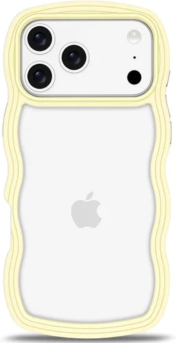 Vista 44 de Anuck Funda para iPhone 13 Pro con borde ondulado, diseño trasero transparente, agarre antideslizante, forma de marco rizado ondulado, a prueba