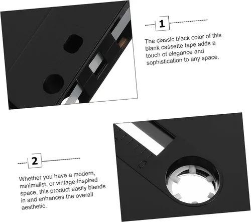 Vista 8 de 4 cintas de casete en blanco negro para grabación de audio clásica, casetes vacíos para manualidades y decoración de pared, estilo retro, oficina