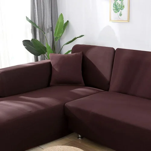 Vista 3 de ele ELEOPTION - 2 piezas de fundas de sofá seccional de 3 plazas para sofás con cojines, funda elástica en forma de L para sala de estar, funda