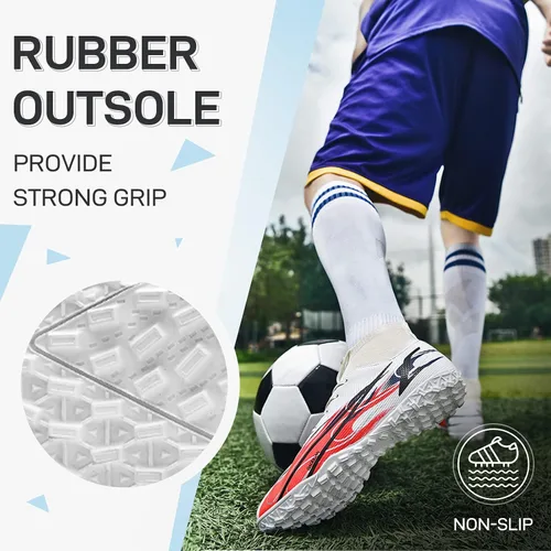 Vista 4 de Zapatos de fútbol para hombre, botines de fútbol atléticos, de alta calidad, transpirables, antideslizantes, para exteriores, para entrenamiento