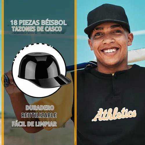 Vista 7 de Baderke Ice Cream - Cuenco para casco de béisbol, color negro, paquete