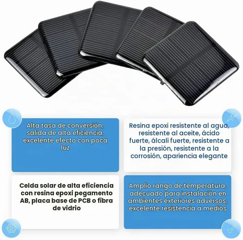 Vista 7 de 10 unids Mini células solares monocristalinas Kit de sistema solar 1.969 in X 50mm/1.96" X 1.96" 2V 160MA para paneles solares de carga DIY