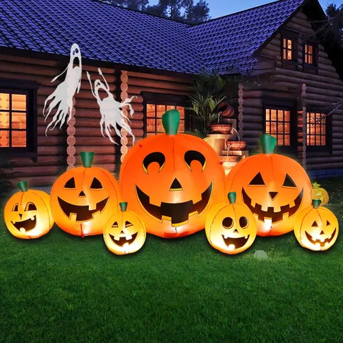 Vista 8 de FunFanso Decoración inflable de Halloween de 7 pies para patio de gato negro, decoración de Halloween al aire libre con luces LED brillantes