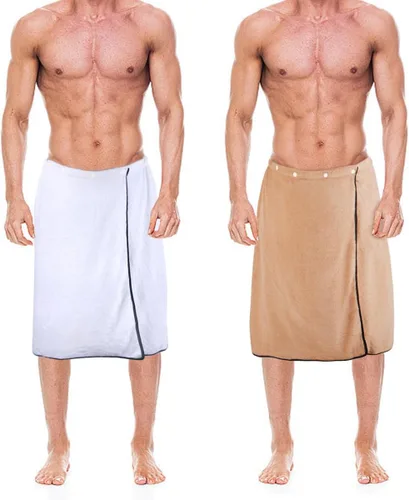 Vista 9 de kilofly 2 toallas de baño ajustables para hombre con cierre a presión, 26 x 54 pulgadas Azul y caqui