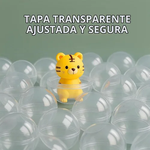 Vista 4 de 100 unidades de máquinas expendedoras de 2 pulgadas, cápsulas de máquina de chicle, cápsulas de plástico transparente, cápsulas rellenables