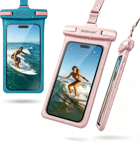 Vista 27 de wellhouse Funda impermeable para teléfono, estuche impermeable para iPhone 16 15 14 13 12 Pro Max XS Samsung, bolsa seca para celular IPX8 3D