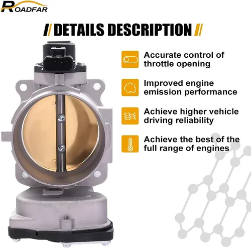 Vista 3 de ROADFAR Cuerpo de aceleración eléctrica de 75 mm S20001 6L3Z9E926A para 05-14 para Ford Expedition, 04-10 para Ford F-150, 05-09 para Ford F-350