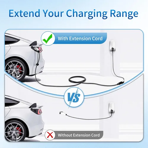 Vista 6 de Cable de extensión de EV J1772 de 32 A, 21 pies, cable de extensión de cargador EV de nivel 2, cable de extensión de 240 V EV para carga rápida