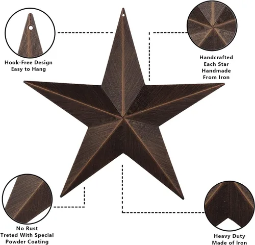 Vista 4 de EBEI Decoración de pared para el hogar de 12 pulgadas con diseño rústico de granero, estrella de metal