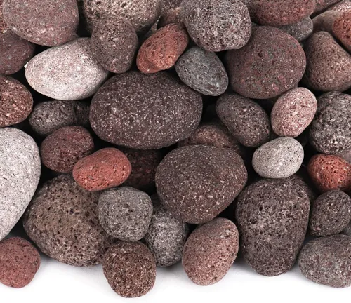Vista 8 de Lava Rock - Piedras de lava pulidas de 10 libras - Piedras de lava negras y grises de 1 pulgada - Roca volcánica - Rocas de paisajismo - Pequeñas