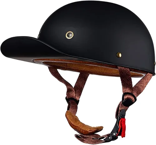 Vista 7 de Casco de motocicleta de estilo alemán abierto para hombres y mujeres, casco retro de béisbol, certificado por DOT, con protección solar, casco