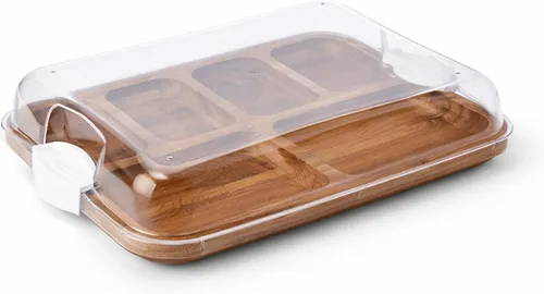 Vista 12 de FAREBERWARE Build-A-Board Tabla de cortar de bambú con compartimento de almacenamiento único, tapa de bloqueo transparente, asas negras, perfecta