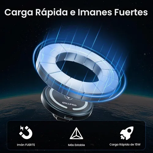 Vista 3 de OHLPRO Cargador de coche MagSafe para iPhone, cargador inalámbrico para coche, soporte magnético para teléfono para iPhone 17 Pro Max 16 15 14