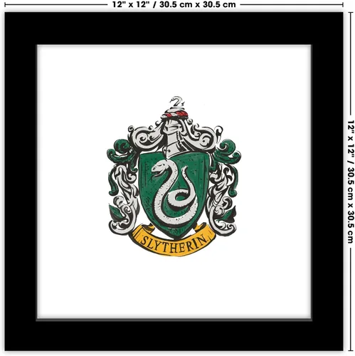 Vista 6 de Trends International Gallery Pops Harry Potter - Póster de pared de Slytherin Crest Scroll de 12 x 12 pulgadas, versión enmarcada en negro