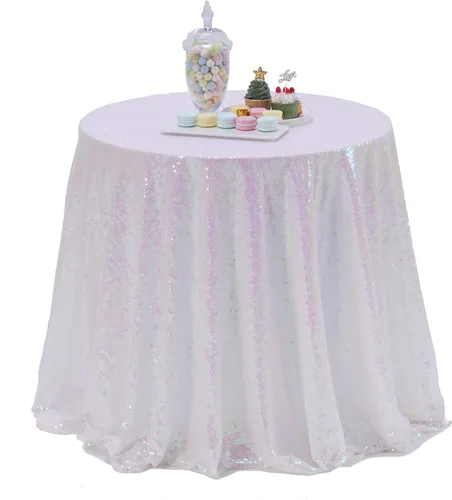 Vista 22 de Mantel de lentejuelas color azul bebé de 50" Cubierta de mesa con purpurina redonda color azul claro de lentejuelas metálicas Sobremanteles de mesa