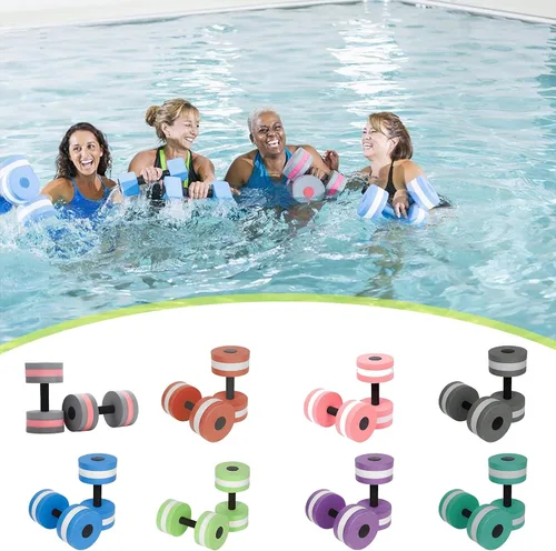 Vista 6 de Mancuernas de ejercicio acuático, 2 mancuernas de espuma para ejercicio acuático, juego de mancuernas de espuma de agua resistente a la piscina