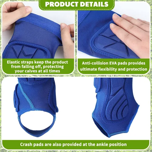 Vista 5 de 2 pares de espinilleras de fútbol para niños, calcetines protectores de tobillo de fútbol juvenil, accesorios de fútbol con almohadilla protectora
