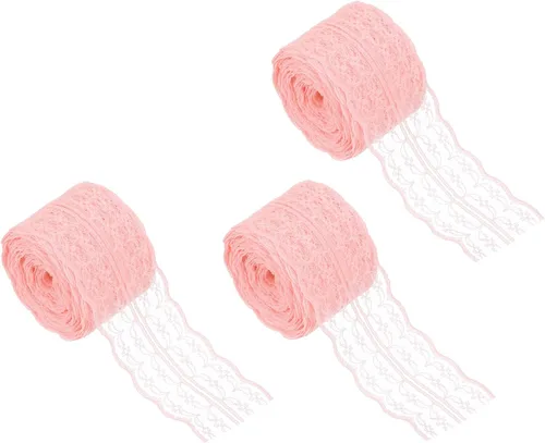 Vista 47 de MECCANIXITY 8 Yard Lace Trim Ribbon, 0.9 Inch Wide Vintage Floral Pattern Crochet Lace Edge Ribbon Trimming for DIY Sewing Crafts Gift Wrap Wedding