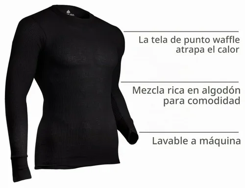 Vista 5 de Indera Ropa interior térmica tradicional de punto gofre para hombre 1 Paquete Negro