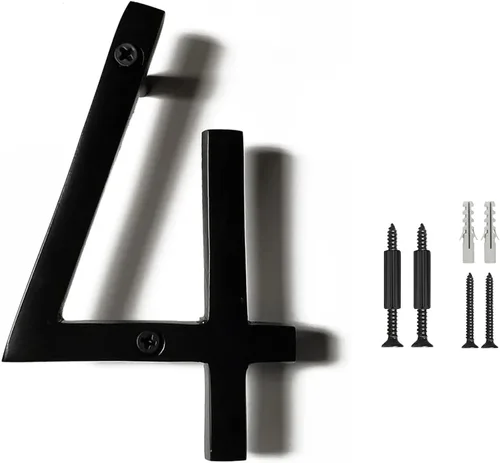 Vista 34 de NACH Números de casa flotantes, números de casa negros de aluminio de 4 pulgadas para exteriores - Número 0, números de puerta con accesorios