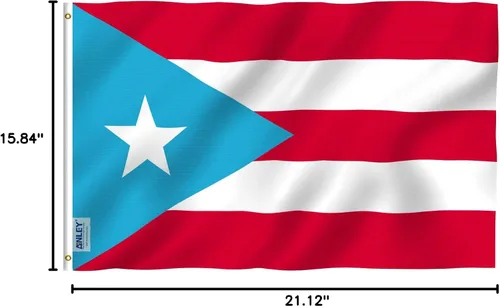 Vista 7 de Anley Fly Breeze - Bandera de Puerto Rico azul claro de 3 x 5 pies, color vivo y a prueba de decoloración, cabecera de lona y doble costura