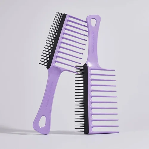 Vista 7 de Tangle Teezer Peine de dientes anchos para cabello rizado, peine desenredante de doble cara para todo tipo de cabello, desenredante húmedo y seco