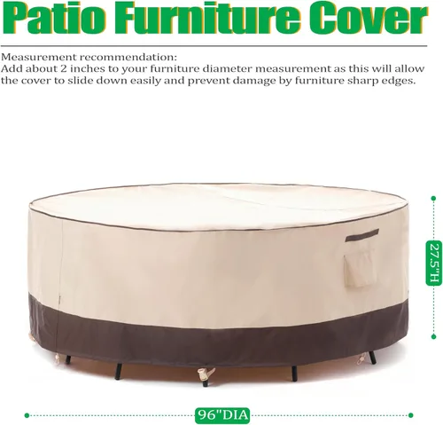 Vista 37 de F&J Outdoors Fundas para muebles de patio, impermeables, resistentes a los rayos UV, tela antidesgarros, cubierta para mesa de exterior, cubierta