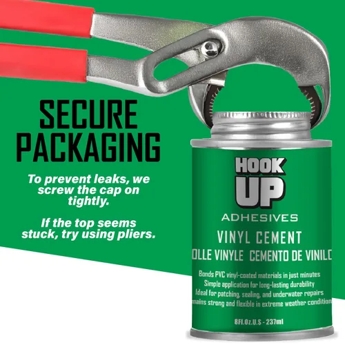 Vista 5 de HOOK UP, 2 paquetes de pegamento de vinilo impermeable de alta calidad para reparaciones de piscinas y artículos inflables de secado rápido