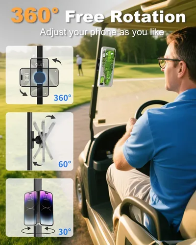Vista 7 de Soporte magnético para carrito de golf con imanes fuertes y correa de seguridad, doble protección, apto para Magsafe iPhone/Galaxy/Google Pixel