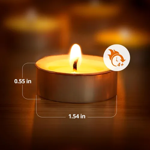 Vista 6 de Ashlux Velas de té sin perfume con forma de palma, paquete de 25 unidades a granel, 4.5 horas de combustión, velas de té blancas de larga duración