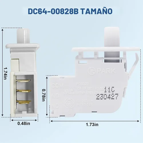 Vista 2 de DC64-00828B Interruptor de puerta de secadora apto para secador Samsung PS4210964