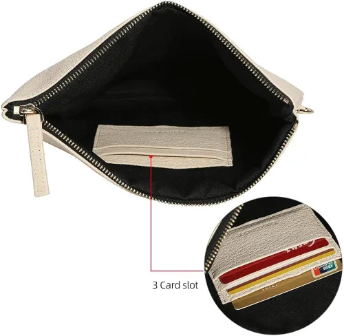 Vista 4 de DORISJACKY Bolso de mano de piel de cordero para mujer grande suave con correa Embrague