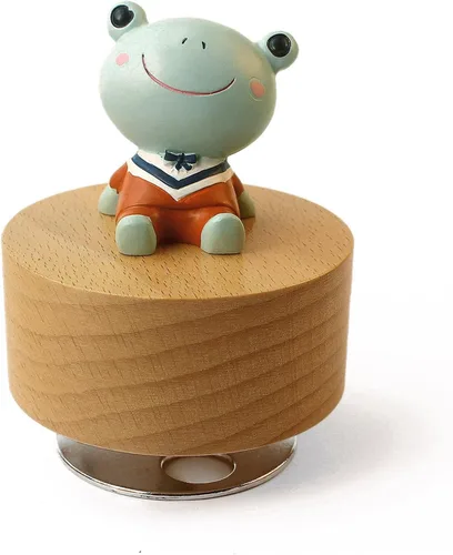 Vista 11 de SOFTALK Caja de música mecánica de madera con diseño de animal, con texto en inglés "You are My Sunshine", regalo para niños y niñas (oso)