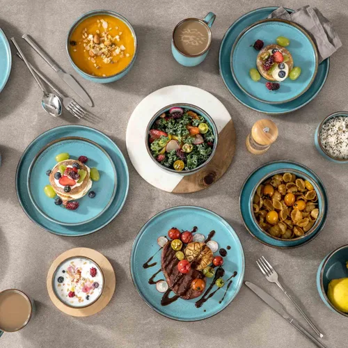 Vista 6 de Henten Home Juego de 4 cuencos de cerámica para ensalada de 15 onzas, cuencos de arroz de porcelana para cocina, cuencos de sopa para servir esmalte