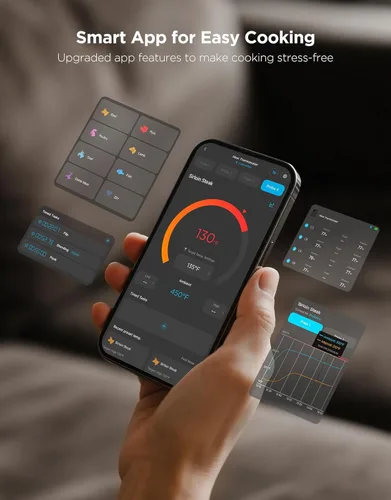 Vista 4 de GoveeLife Termómetro inalámbrico Bluetooth para carne con 2 sondas, base digital independiente, WiFi de alcance ilimitado, precisión de ±1.8℉, IP68