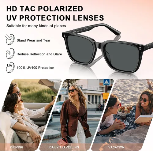 Vista 43 de Carfia Chic - Lentes de sol polarizados para mujer, protección UV400, marco de acetato pulido a mano